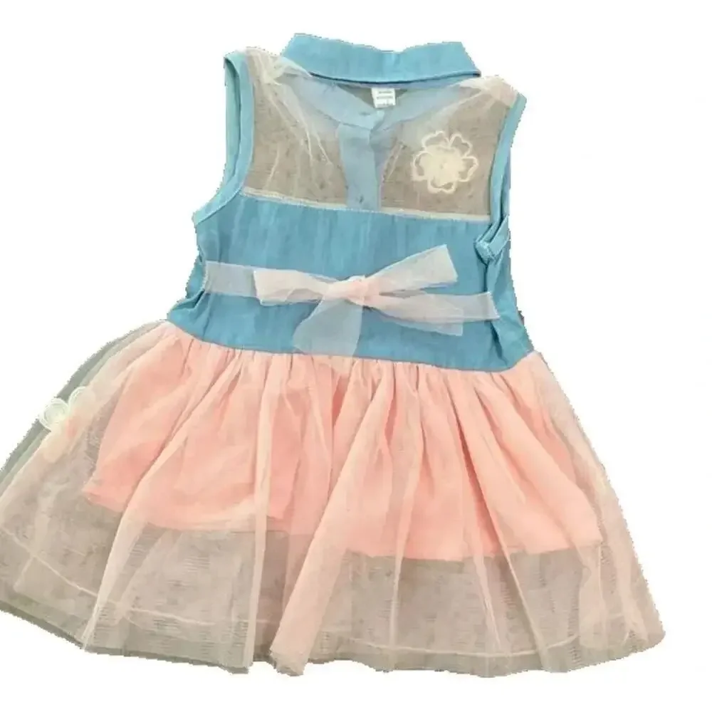 Girls Dress Pink Blue Tutu Sleeveless Flower Dress Size 3T